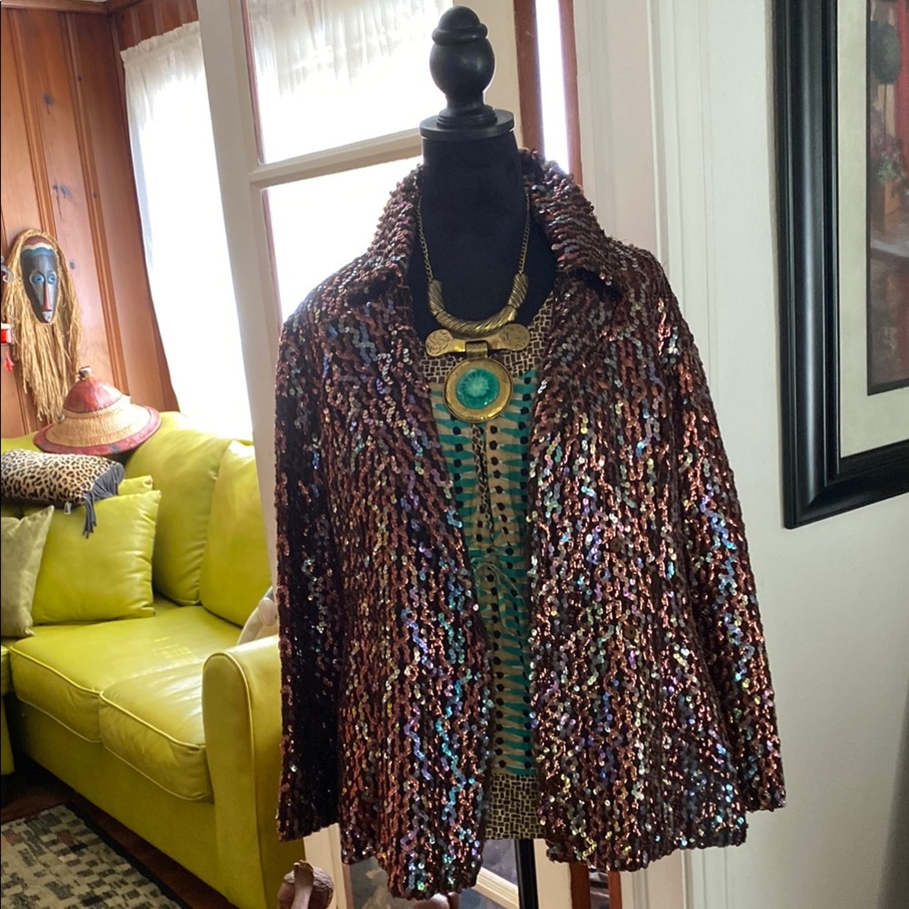 Sequin Jacket, Custom Made, flaw on left shoulder; fits Size 6-8; EUC